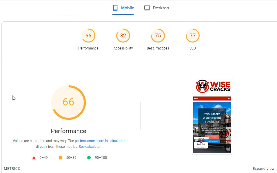 Before managed hosting page speed report